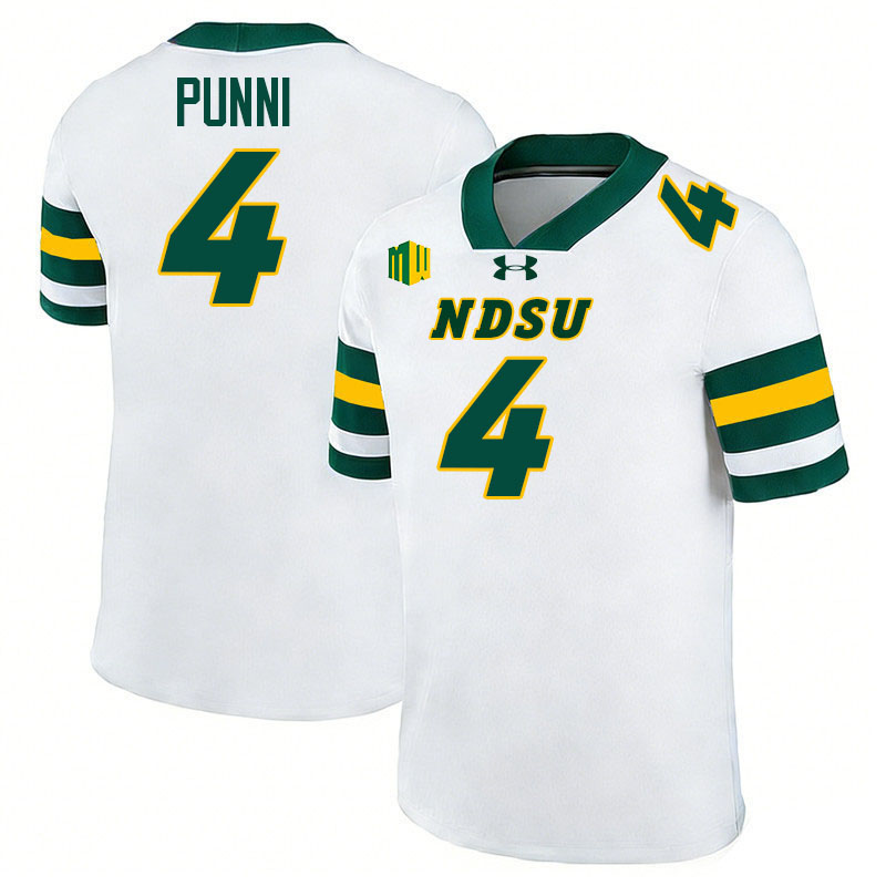 North Dakota State Bison #4 Nyeoti Punni College Football Jerseys,Uniforms-White